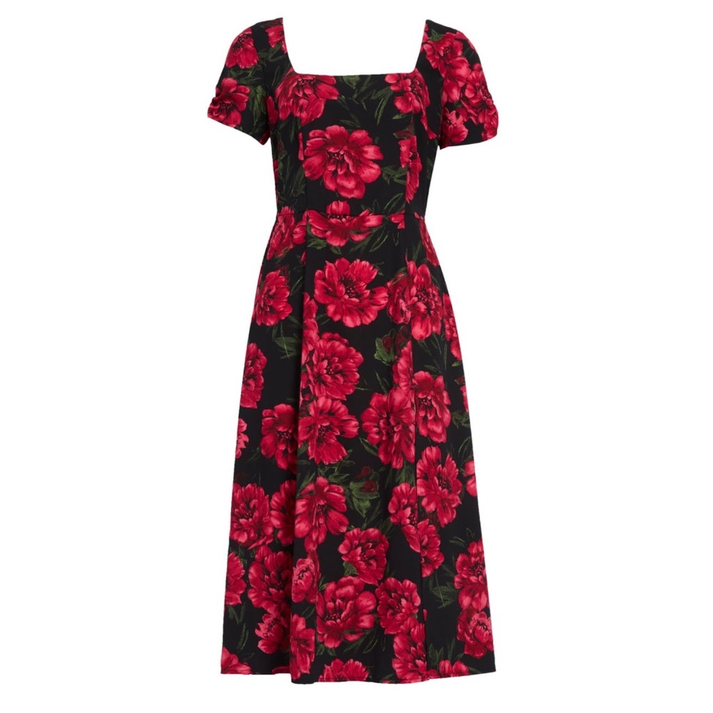 Leith Pink Floral Square Neck Side Slit Dress XS